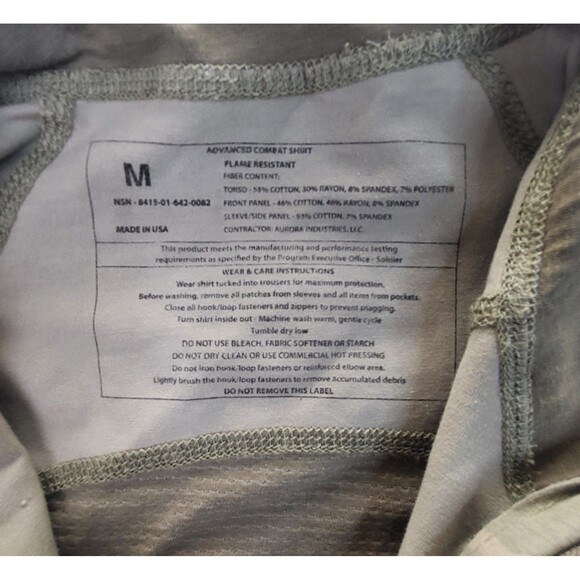 Advanced Combat Shirt MEDIUM 1/4 ZIP Long Sleeve Flame Resistant Multicam Camo - Picture 3 of 8